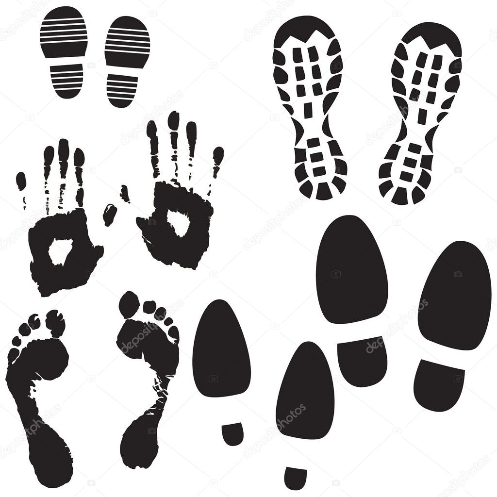 Boot, Foot And Hand Prints