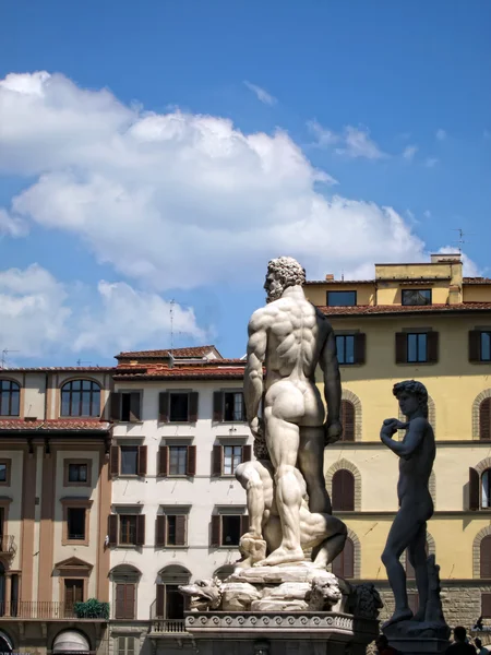 stock image David by Michelangelo, Hercules and Cacus Piazza della Signoria