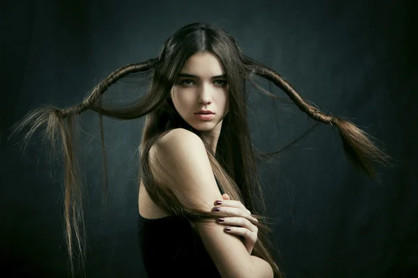 Portrét krásné ženy s dokonalými vlasy — Stock fotografie