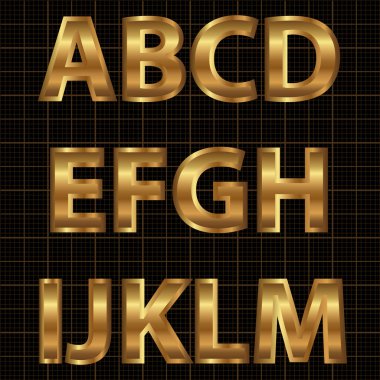 Altın vektör alfabe seti