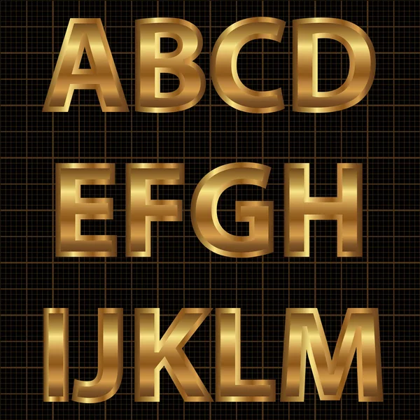 Gold Vector Alphabet Set — Stock Vector