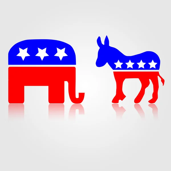 Democratische en Republikeinse politieke symbolen — Stockvector
