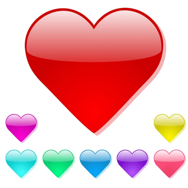 Εικονογράφηση πολύχρωμες καρδιές — Διανυσματικό Αρχείο