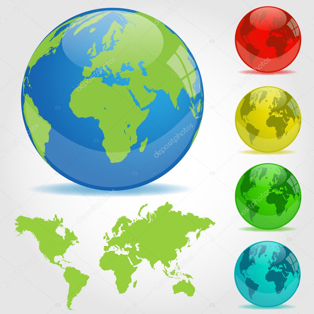 Colorful Earth Globes Illustration