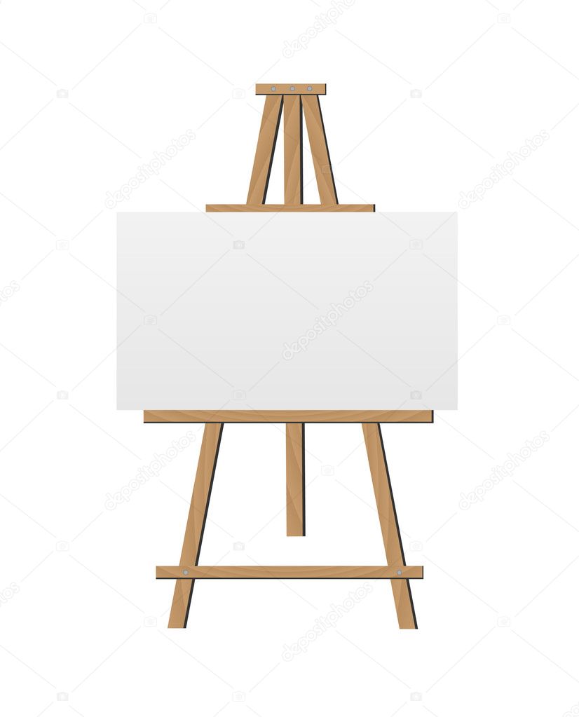 Drawing easel with colorful blob. Beautiful composition for advertising art  studio. Vector flat illustration., Stock vector