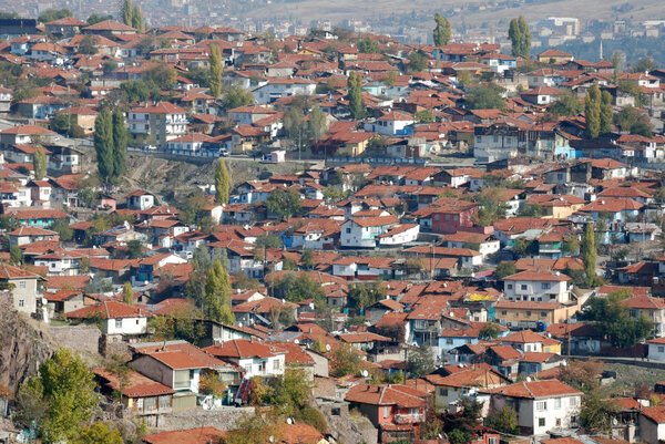 View of old houses at suburbs in Ankara, Turkey.