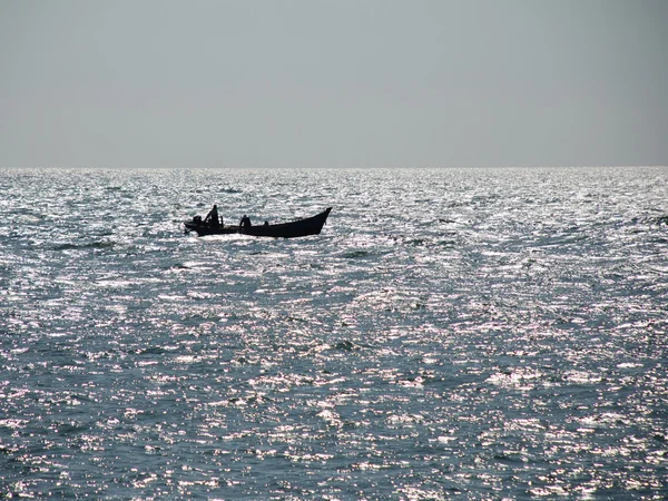 stock image Boat and Glittering Sea