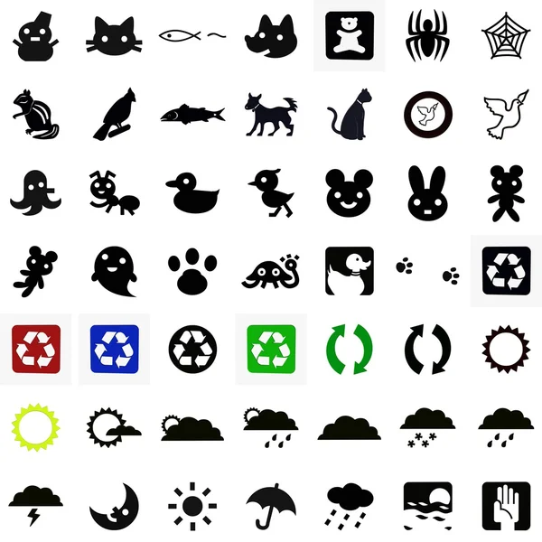 Zvířata a ikony počasí — Stock fotografie