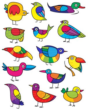 Vector set funny birds clipart