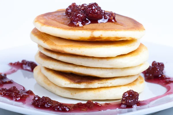 stock image Pancakes with raspberry jam