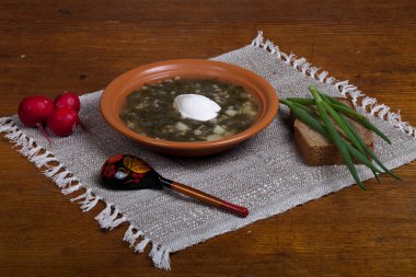 Russian cuisine. Nettle soup clipart