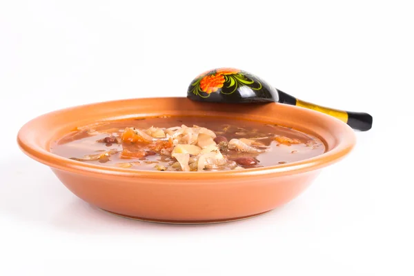 Une assiette de soupe de chou — Photo