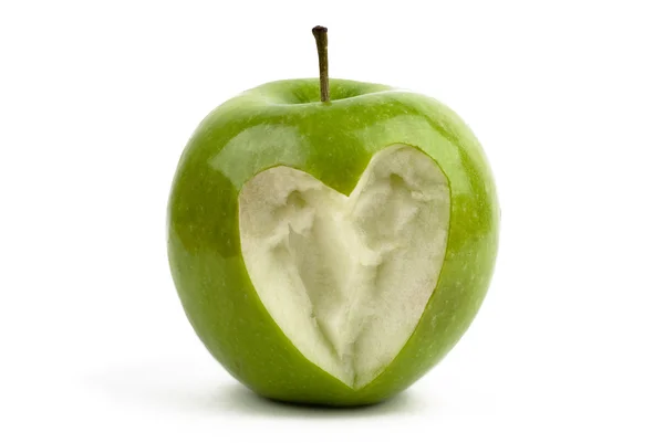 Apple se srdcem — Stock fotografie