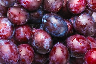 fruta de ciruelas en mercado como telón de fondo