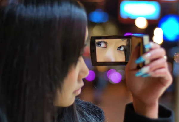 stock image Girl with little mirror