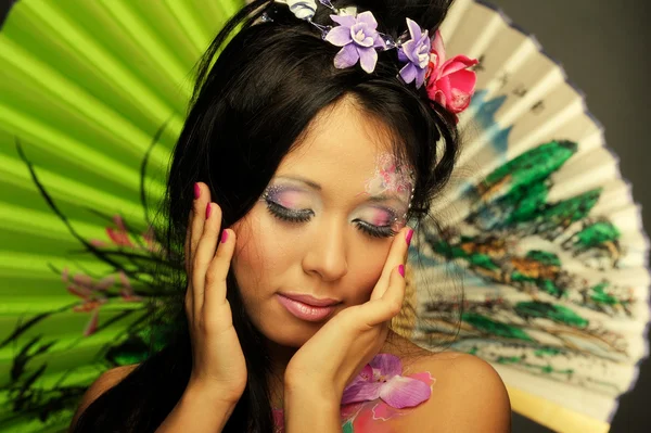 Szczegół portret Azjatycki Girl z make-up — Zdjęcie stockowe