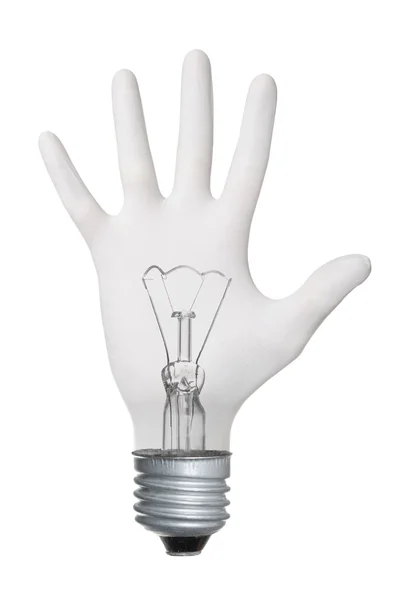 Ampoule de lampe geste main — Photo