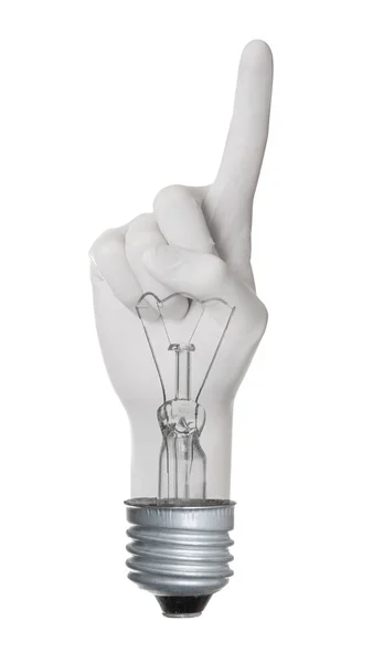 Hand gesture lamp bulb — Stock Photo, Image