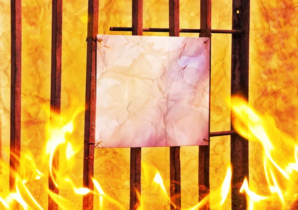 Prázdná plakát, pálení pod palbou — Stockfoto