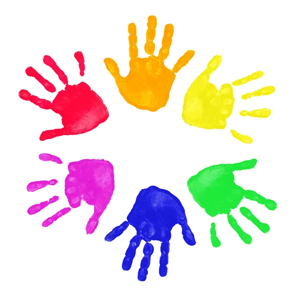 Wydruki kolorowe ręce — Zdjęcie stockowe