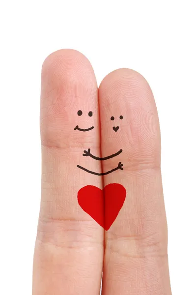Pintado dedos felices sonriente en el amor Imagen de stock