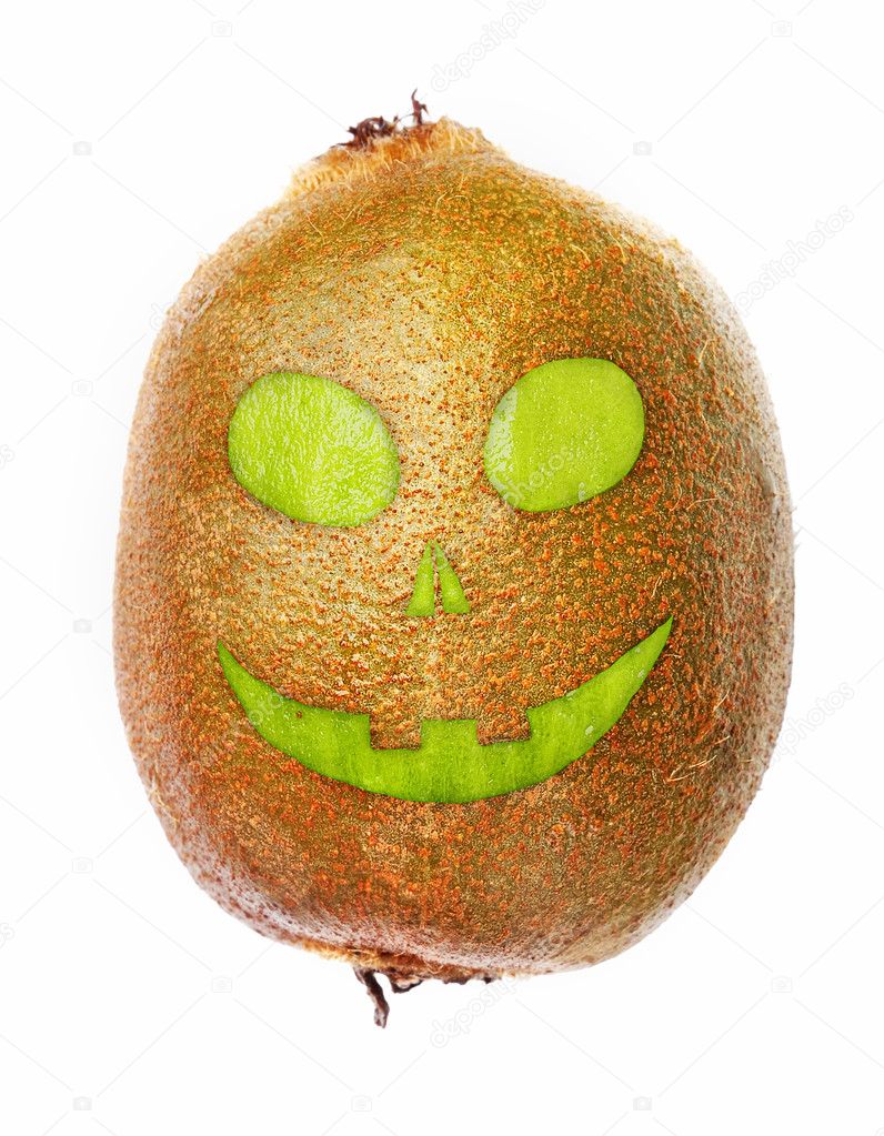 Halloween ugly kiwi face isolated