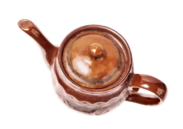 Vintage eski kahverengi çaydanlık izole — Stok fotoğraf