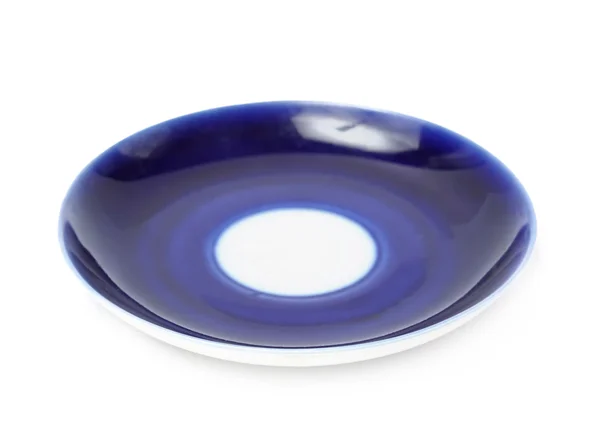 Modrý talíř izolovaných na bílém pozadí — Stock fotografie