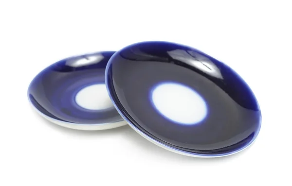 Dvě modré talíře — Stock fotografie