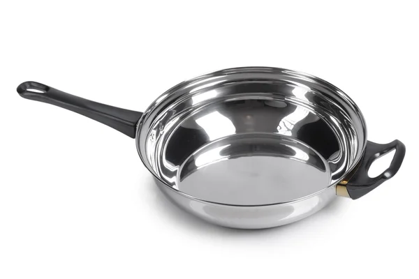 Metallic frying pan isolated — Stock Photo, Image