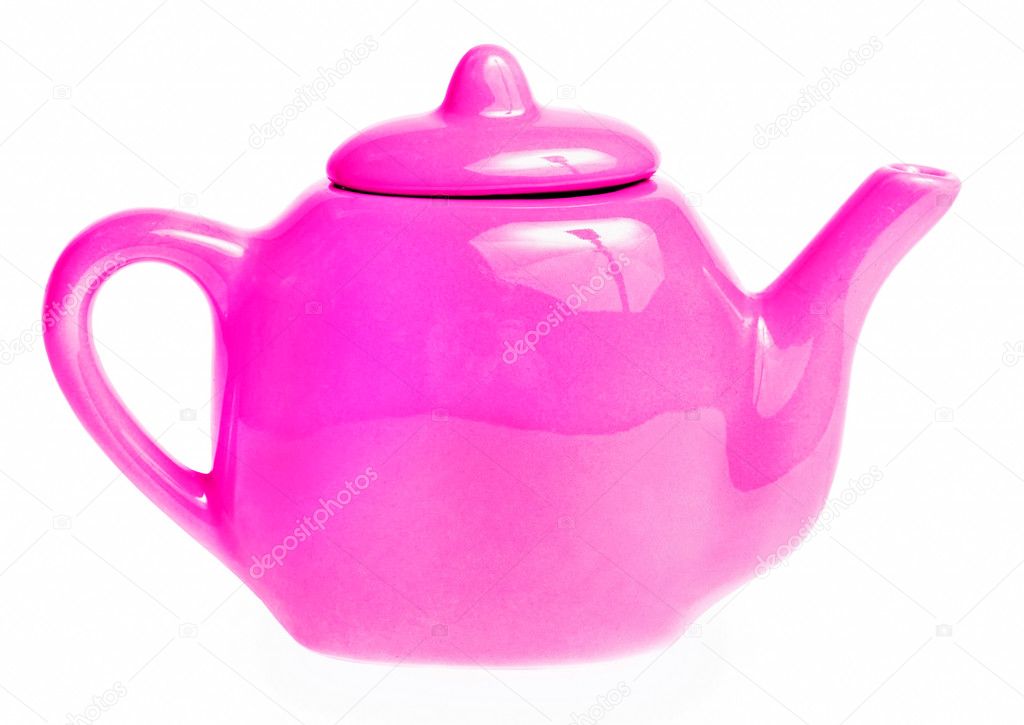 Single violet teapot isolated