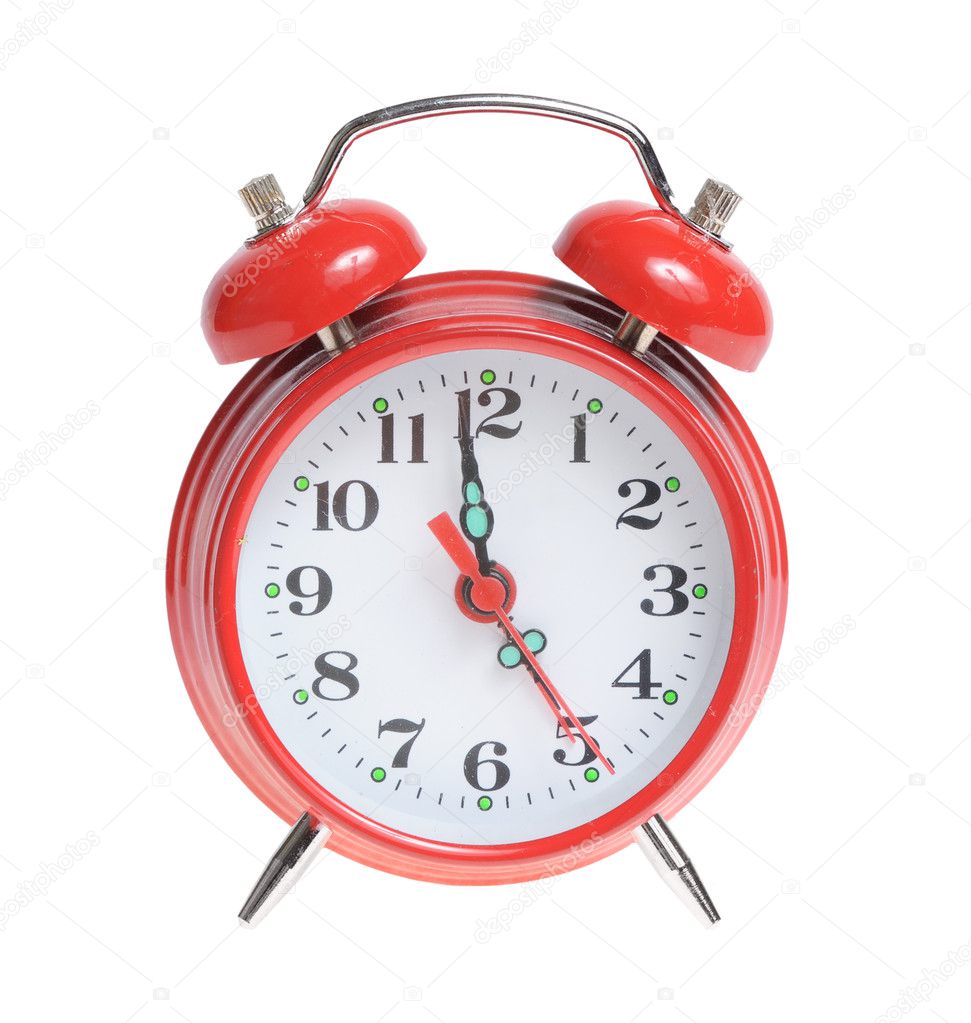 Red alarm clock isolated