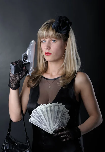 Gangster woman — Stock Photo, Image