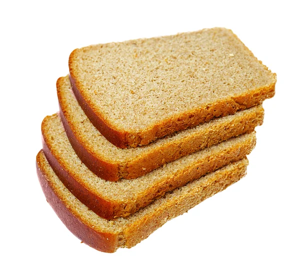 Fette di pane isolate su bianco — Foto Stock
