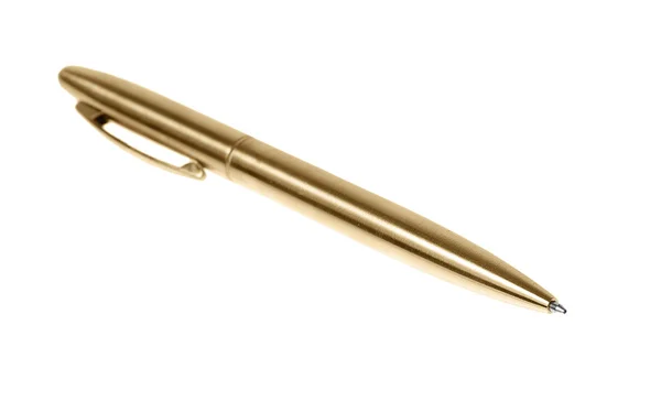 Izole altın kalem — Stok fotoğraf