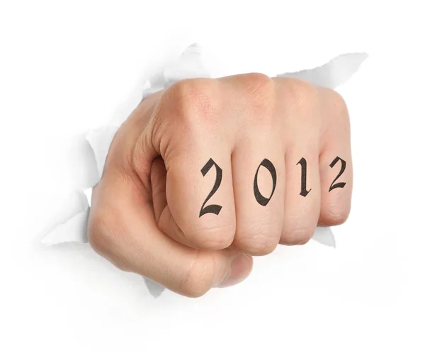 Hand with 2012 tattoo — Stock Photo, Image