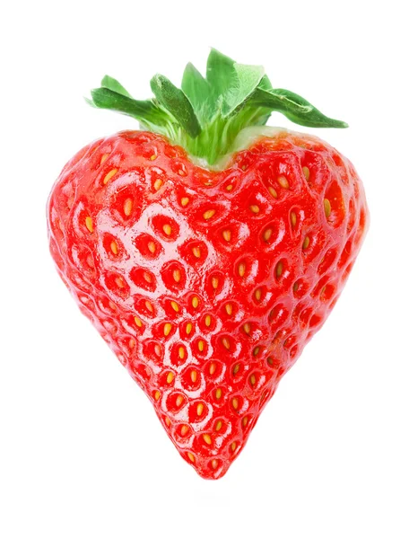 Coeur en forme de fraise rouge isolé sur fond blanc — Photo