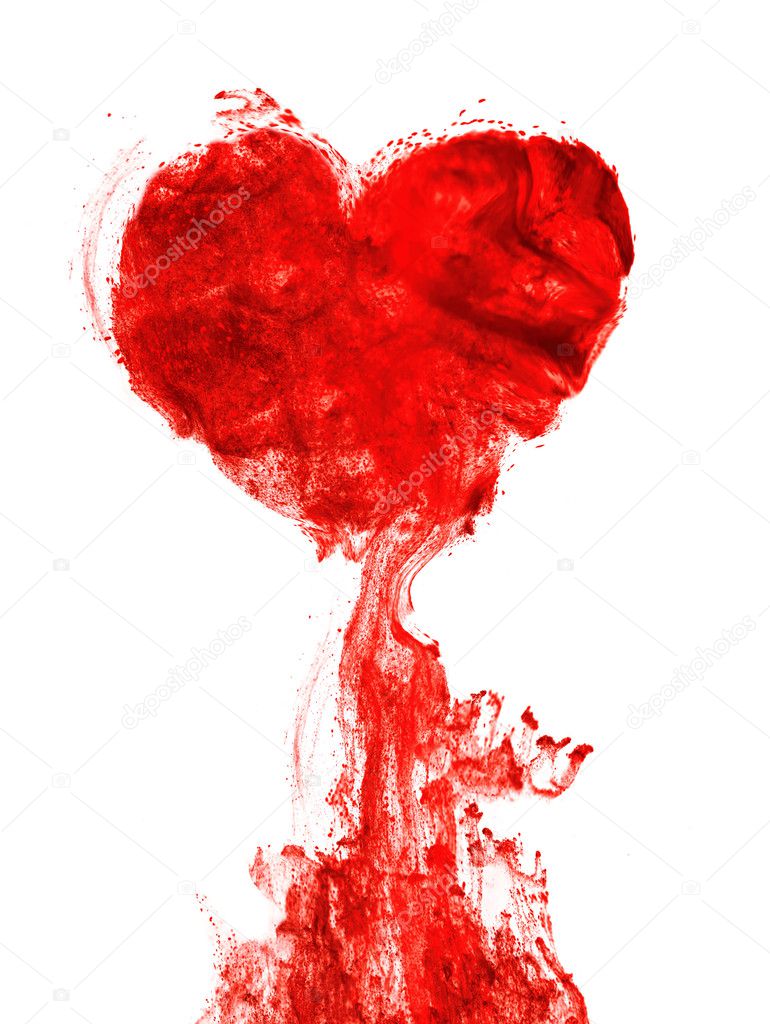 Heart shape ink of blood