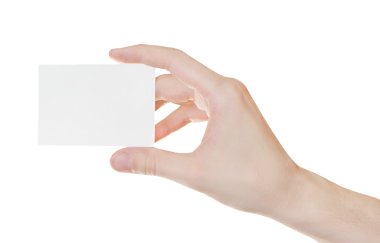 Empty white paper in hand isolated clipart