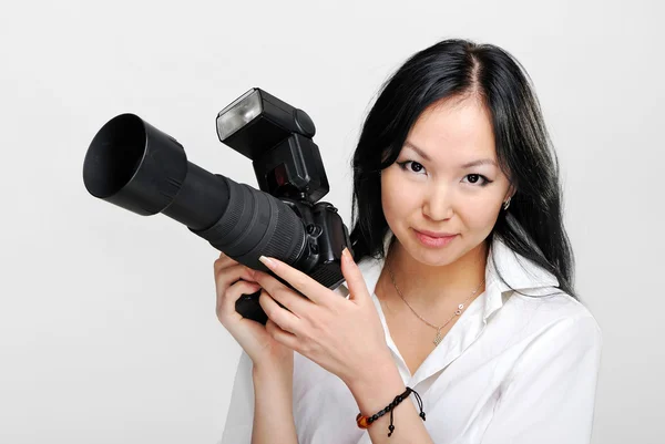 Ázsiai nő, fényképezőgép — Stock Fotó