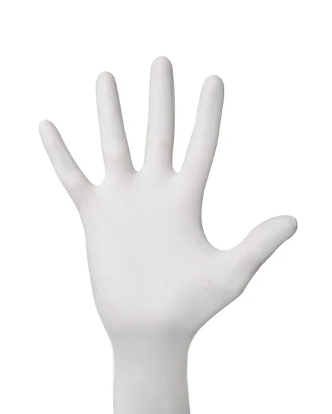 Handgeste im Handschuh — Stockfoto