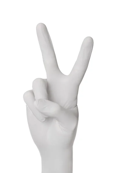 Hand gesture in glove — Stock Photo, Image
