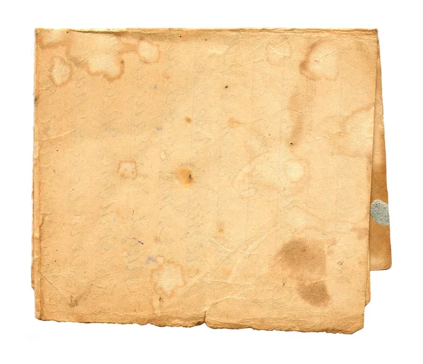 Stary brudny papier na białym tle — Zdjęcie stockowe
