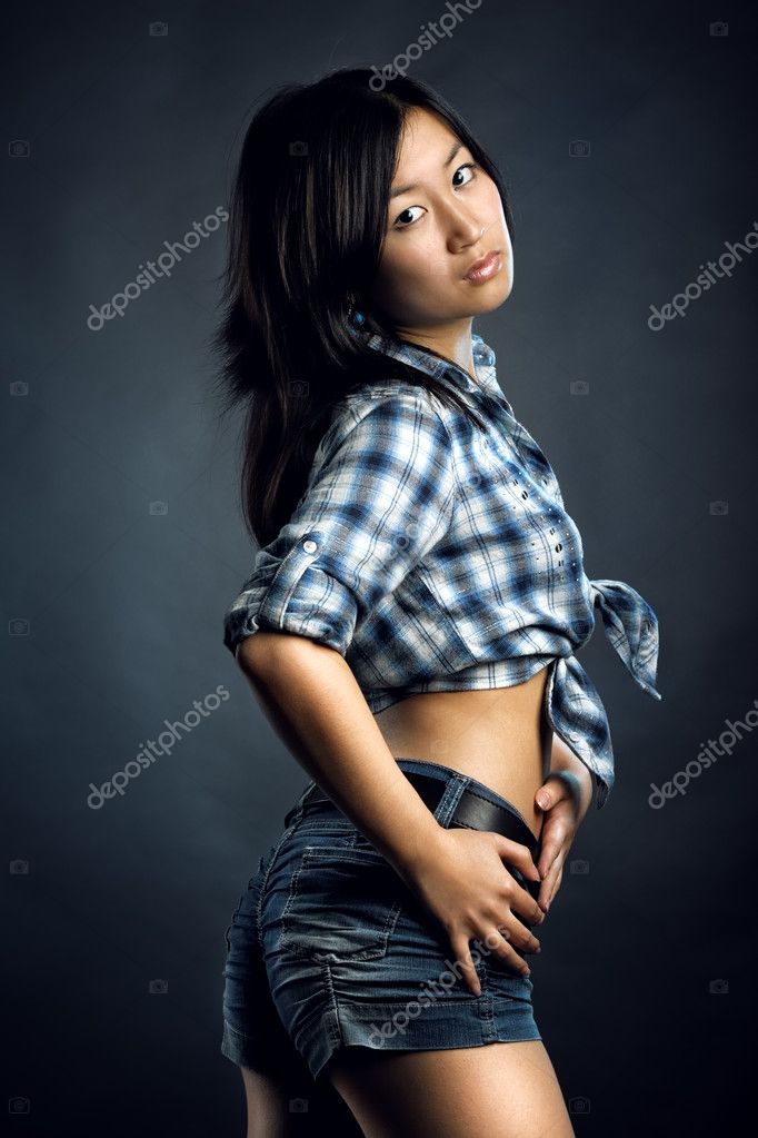 Skinny Asian Woman Wear Shirt Clips Suspenders Stock Photo - Image of  hairstyle, model: 162562068