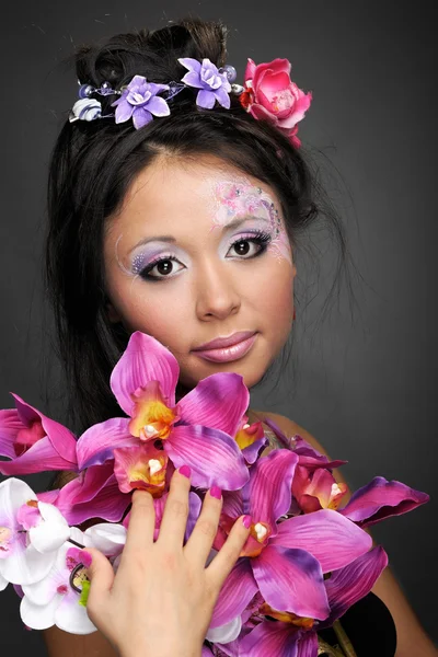 Detailní portrét asijské krásy dívka — Stock fotografie