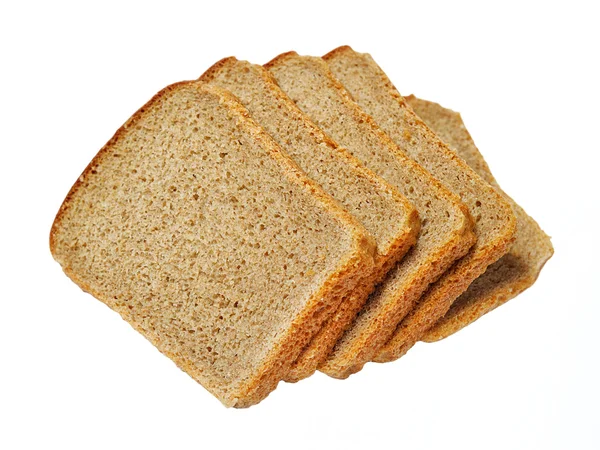 Sneetjes donker brood geïsoleerd op witte achtergrond — Stockfoto