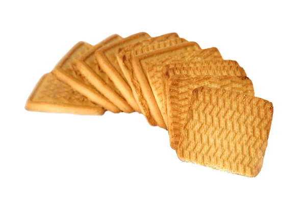 Biscoitos quadrados isolados no fundo branco — Fotografia de Stock