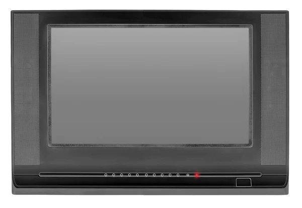Téléviseur noir avec écran vide isolé sur blanc — Photo