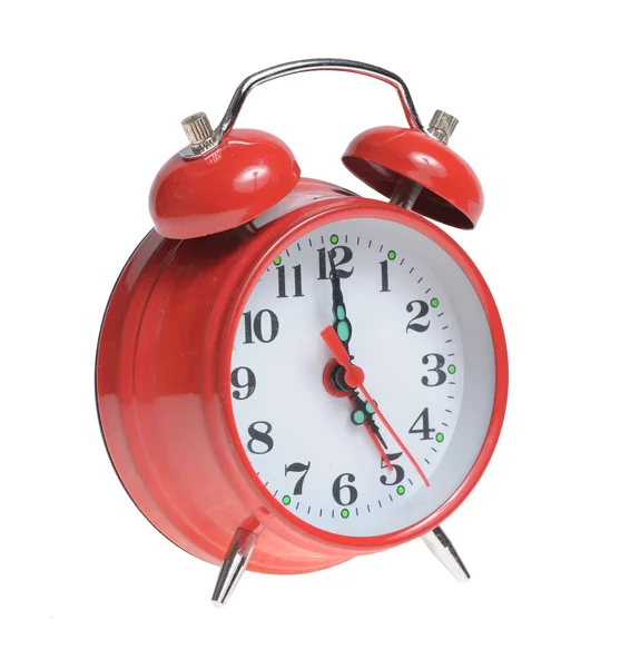 Reloj despertador rojo aislado — Foto de Stock
