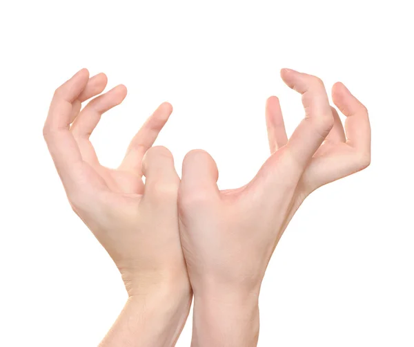 Gesto mãos incomuns isolado no branco — Fotografia de Stock